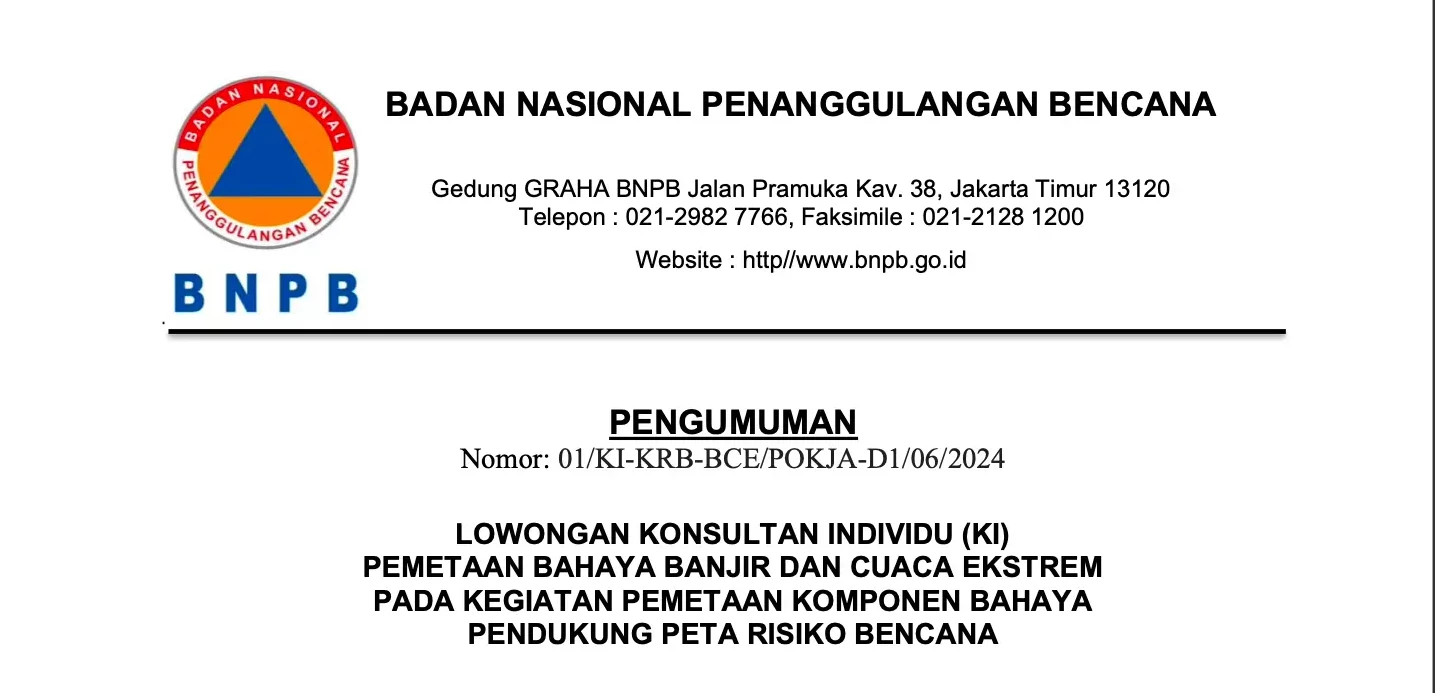 PENGUMUMAN Nomor: 01/KI-KRB-BCE/POKJA-D1/06/2024